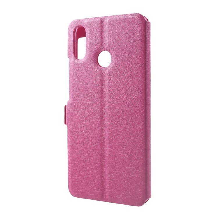 Silk Texture Dual Window Leather Mobile Phone Shell for Huawei nova 3i / P Smart Plus - Rose-3