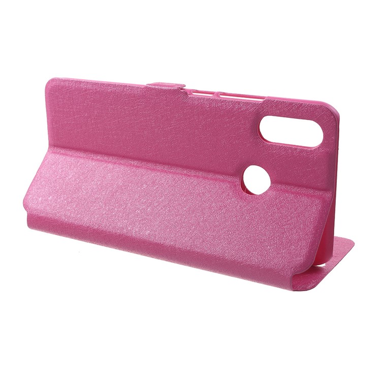 Silk Texture Dual Window Leather Mobile Phone Shell for Huawei nova 3i / P Smart Plus - Rose-4