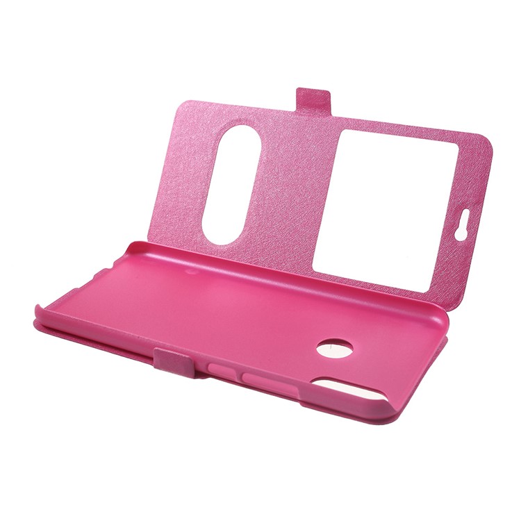 Silk Texture Dual Window Leather Mobile Phone Shell for Huawei nova 3i / P Smart Plus - Rose-5