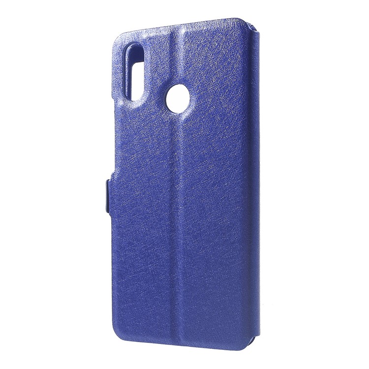 Silk Texture Dual Window Leather Case Cover with Stand for Huawei nova 3i / P Smart Plus - Blue-3