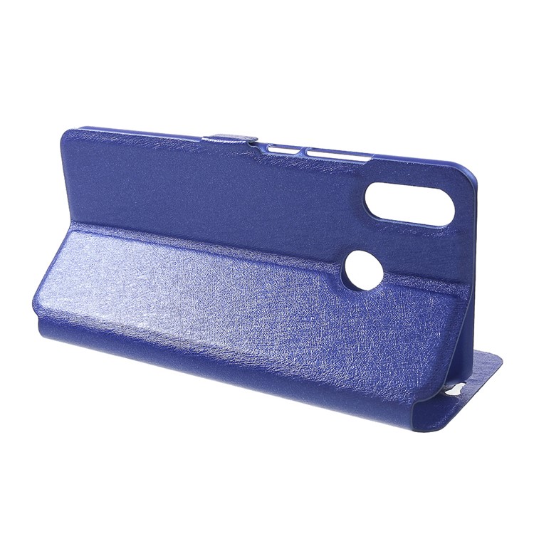 Silk Texture Dual Window Leather Case Cover with Stand for Huawei nova 3i / P Smart Plus - Blue-4