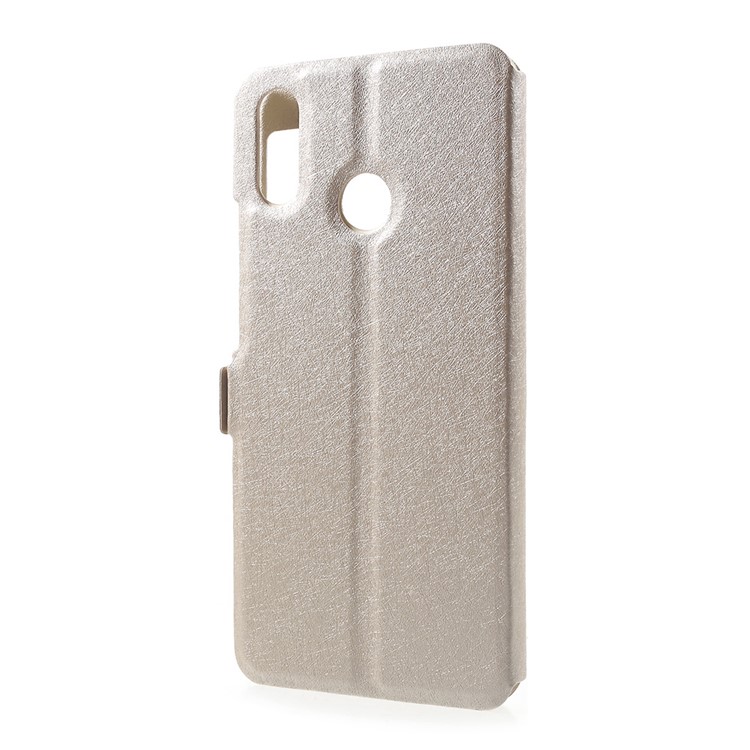Silk Texture Leather Mobile Phone Case with Dual Window / Stand for Huawei nova 3i / P Smart Plus - Gold-3