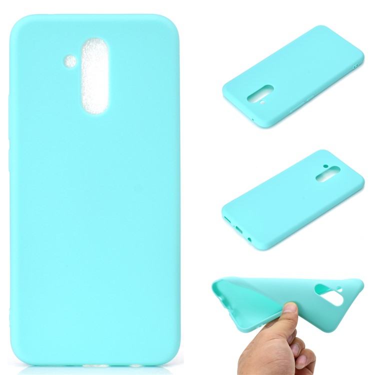 Solid Color Matte TPU Back Mobile Phone Case for Huawei Mate 20 Lite - Cyan-1