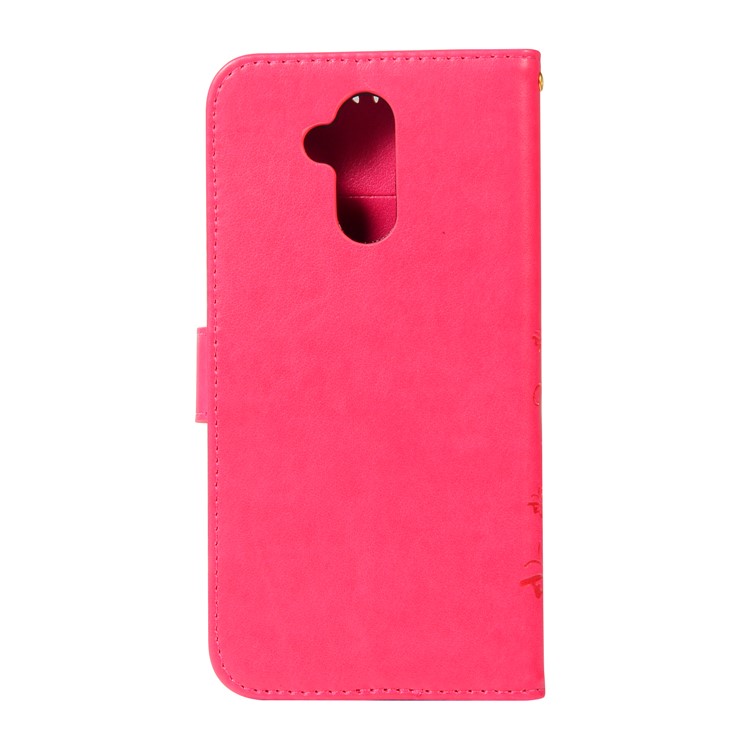 Imprint Butterfly Flower Stand Wallet Leather Protector Cover for Huawei Mate 20 Lite / Maimang 7 - Red-2