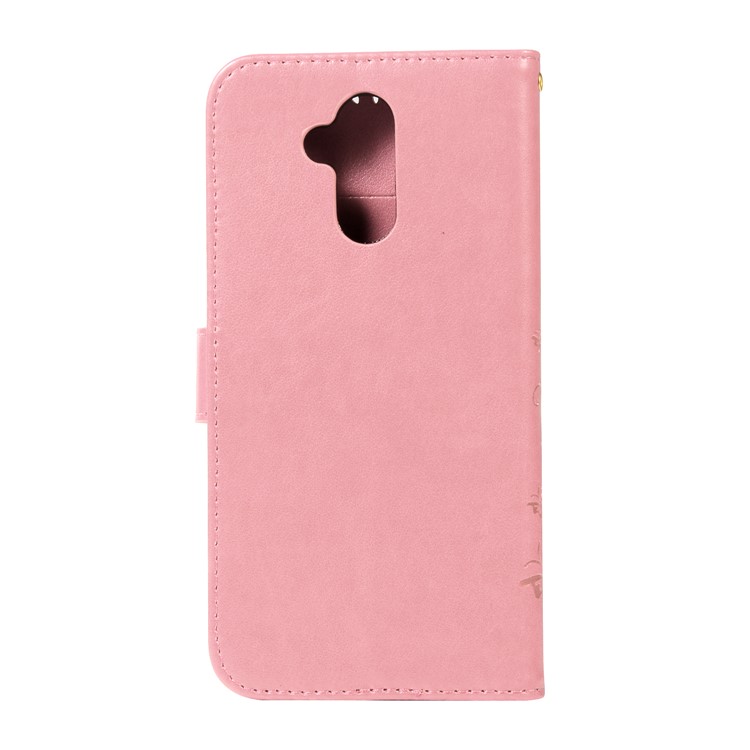 Imprint Butterfly Flower Stand Wallet Leather Protector Accessory Case for Huawei Mate 20 Lite / Maimang 7 - Rose Gold-2