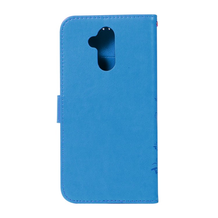 Impronta Farfalla Fiore Stand Portafoglio Portafoglio Protettore In Pelle Per Huawei Mate 20 Lite / Maimang 7 - Blu-2