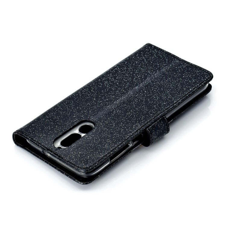 Glitter Powder Rhinestone Decoration Wallet Leather Case with Mirror for Huawei Mate 10 Lite / nova 2i / Maimang 6 / Honor 9i (India) - Black-10
