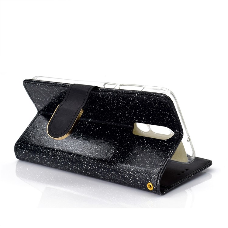 Glitter Powder Rhinestone Decoration Wallet Leather Case with Mirror for Huawei Mate 10 Lite / nova 2i / Maimang 6 / Honor 9i (India) - Black-7