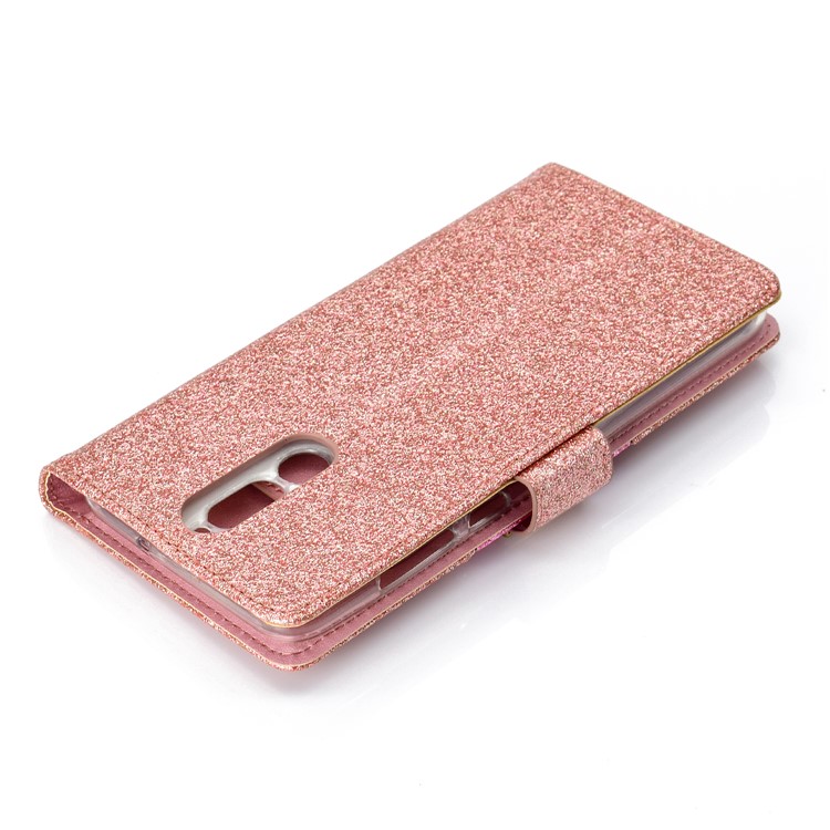 Glitter Powder Rhinestone Decoration Wallet Leather Shell with Mirror for Huawei Mate 10 Lite / nova 2i / Maimang 6 / Honor 9i (India) - Rose Gold-10