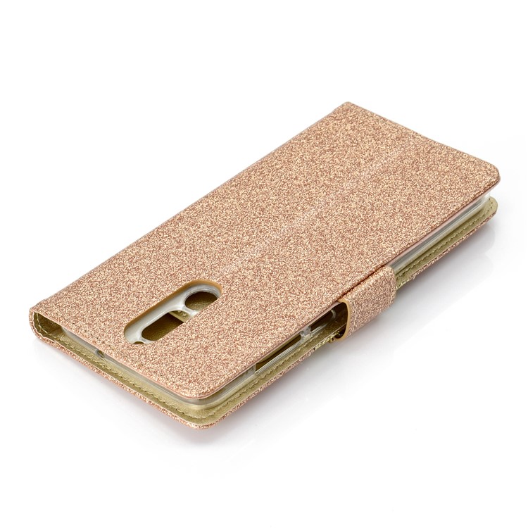 Glitter Powder Rhinestone Decoration Wallet Leather Casing with Mirror for Huawei Mate 10 Lite / nova 2i / Maimang 6 / Honor 9i (India) - Gold-10