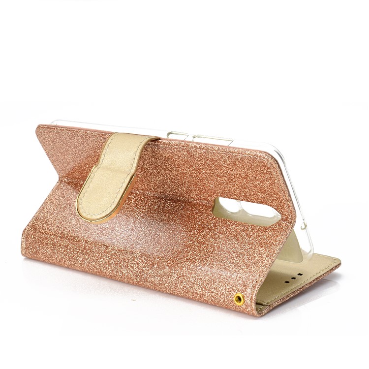 Glitter Powder Rhinestone Decoration Wallet Leather Casing with Mirror for Huawei Mate 10 Lite / nova 2i / Maimang 6 / Honor 9i (India) - Gold-7