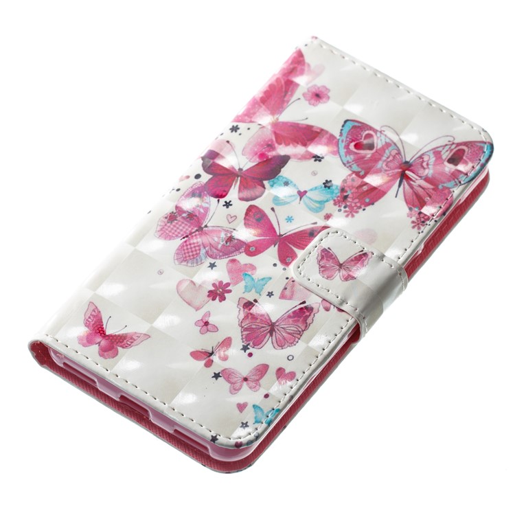 For Huawei Y6 (2017) / Y5 (2017) Pattern Printing Light Spot Decor Wallet Stand Leather Phone Case - Pretty Butterflies-2