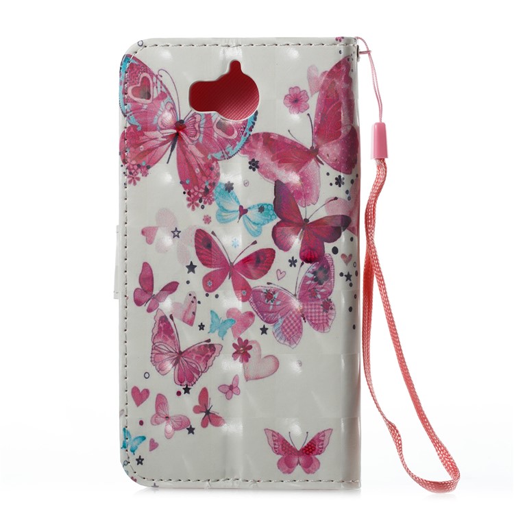 For Huawei Y6 (2017) / Y5 (2017) Pattern Printing Light Spot Decor Wallet Stand Leather Phone Case - Pretty Butterflies-6