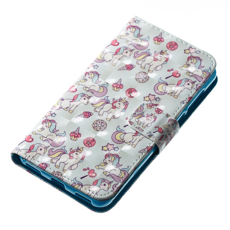 For Huawei Y6 (2017) / Y5 (2017) Pattern Printing Light Spot Decor Wallet Stand Leather Protective Cover - Unicorn and Dessert-2