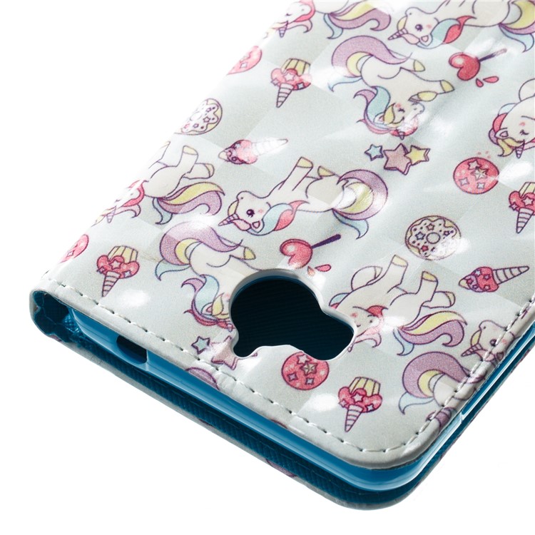 For Huawei Y6 (2017) / Y5 (2017) Pattern Printing Light Spot Decor Wallet Stand Leather Protective Cover - Unicorn and Dessert-3