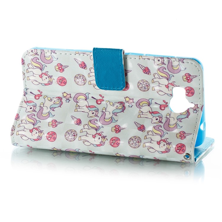 For Huawei Y6 (2017) / Y5 (2017) Pattern Printing Light Spot Decor Wallet Stand Leather Protective Cover - Unicorn and Dessert-4