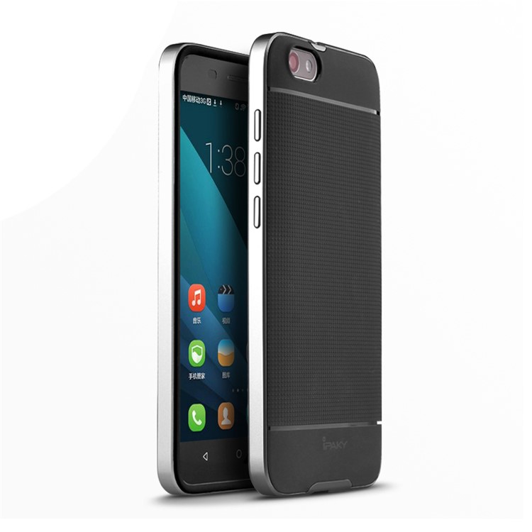 IPAKY PC + TPU Hybrid Case Cover for Huawei Honor Play 4X - Silver-2