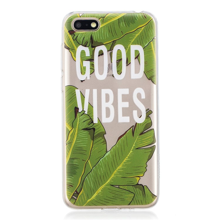 Pattern Printing Soft TPU Case for Huawei Y5 (2018) / Y5 Prime (2018) / Honor 7s / Play 7 - Green Leaves-1
