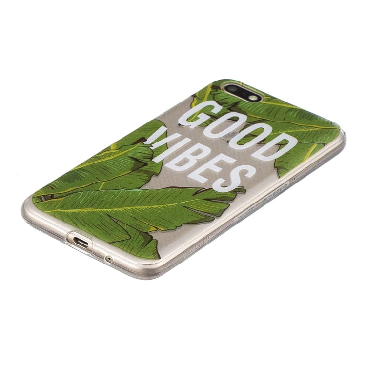 Pattern Printing Soft TPU Case for Huawei Y5 (2018) / Y5 Prime (2018) / Honor 7s / Play 7 - Green Leaves-2