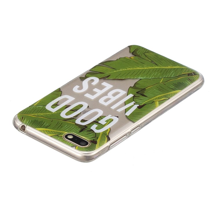 Pattern Printing Soft TPU Case for Huawei Y5 (2018) / Y5 Prime (2018) / Honor 7s / Play 7 - Green Leaves-3