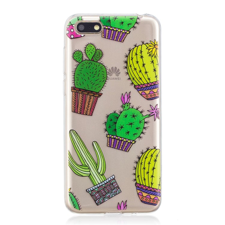 Pattern Printing Soft TPU Phone Case for Huawei Y5 (2018) / Y5 Prime (2018) / Honor 7s / Play 7 - Cactus-1