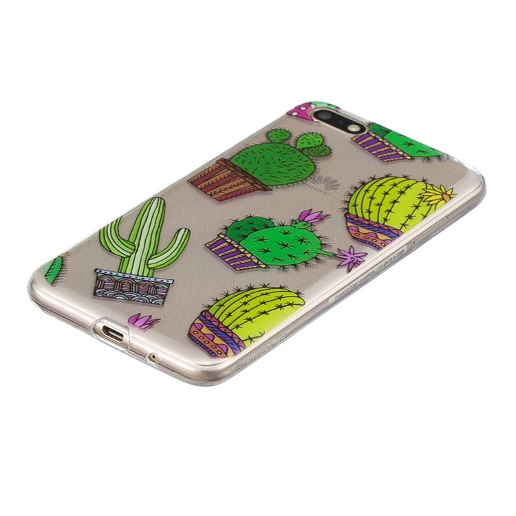 Pattern Printing Soft TPU Phone Case for Huawei Y5 (2018) / Y5 Prime (2018) / Honor 7s / Play 7 - Cactus-2