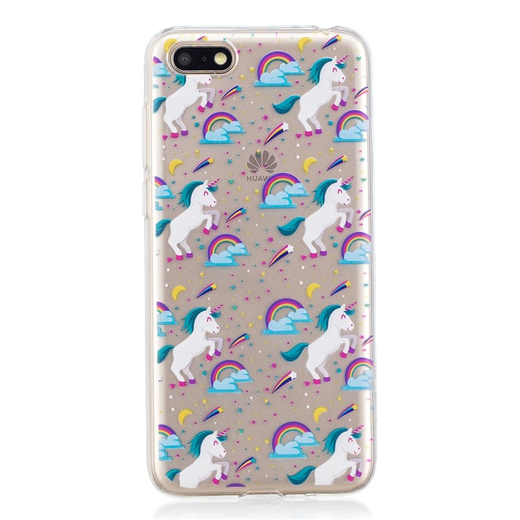 Pattern Printing Soft TPU Protective Cover for Huawei Y5 (2018) / Y5 Prime (2018) / Honor 7s / Play 7 - Unicorns and Rainbows-1