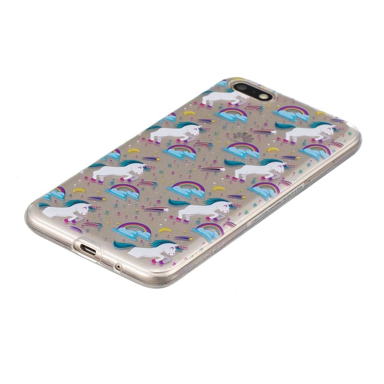 Pattern Printing Soft TPU Protective Cover for Huawei Y5 (2018) / Y5 Prime (2018) / Honor 7s / Play 7 - Unicorns and Rainbows-2