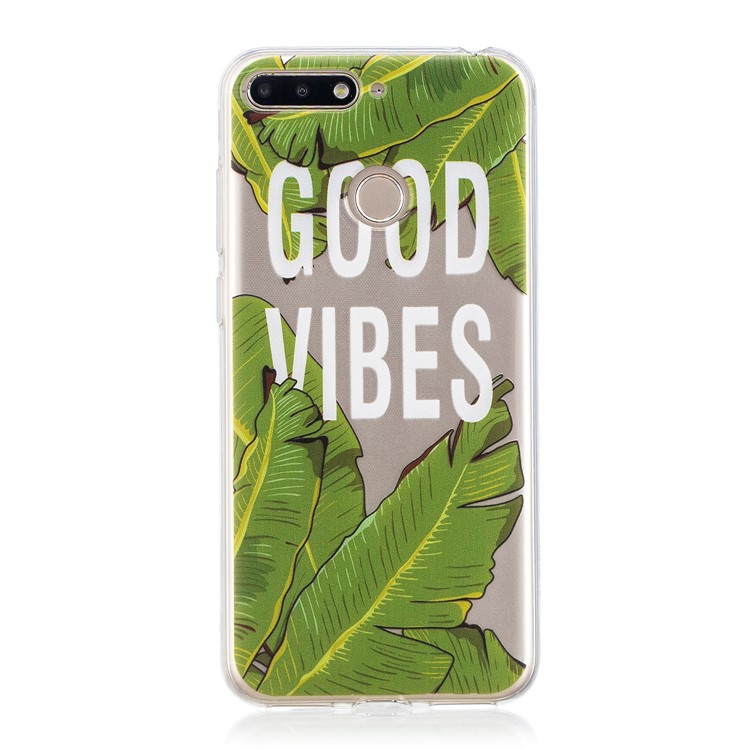 Pattern Printing Flexible TPU Case for Huawei Y6 (2018) / Honor 7A (without Fingerprint Sensor) - Green Leaves-1