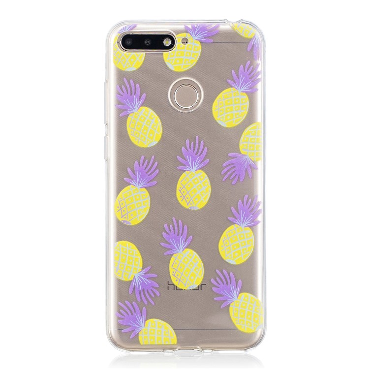 Pattern Printing Flexible TPU Phone Cover for Huawei Y6 (2018) / Honor 7A (without Fingerprint Sensor) - Pineapple-1