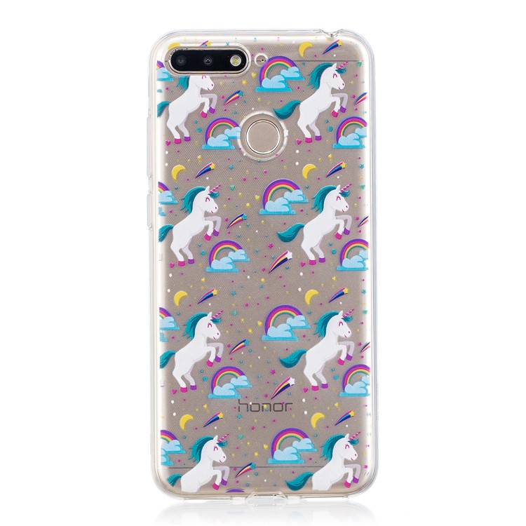 Pattern Printing Flexible TPU Mobile Shell for Huawei Y6 (2018) / Honor 7A (without Fingerprint Sensor) - Unicorns and Rainbows-1