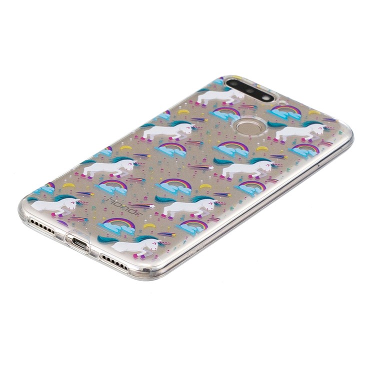 Pattern Printing Flexible TPU Mobile Shell for Huawei Y6 (2018) / Honor 7A (without Fingerprint Sensor) - Unicorns and Rainbows-2