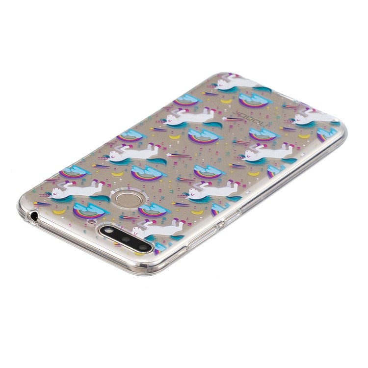 Pattern Printing Flexible TPU Mobile Shell for Huawei Y6 (2018) / Honor 7A (without Fingerprint Sensor) - Unicorns and Rainbows-3