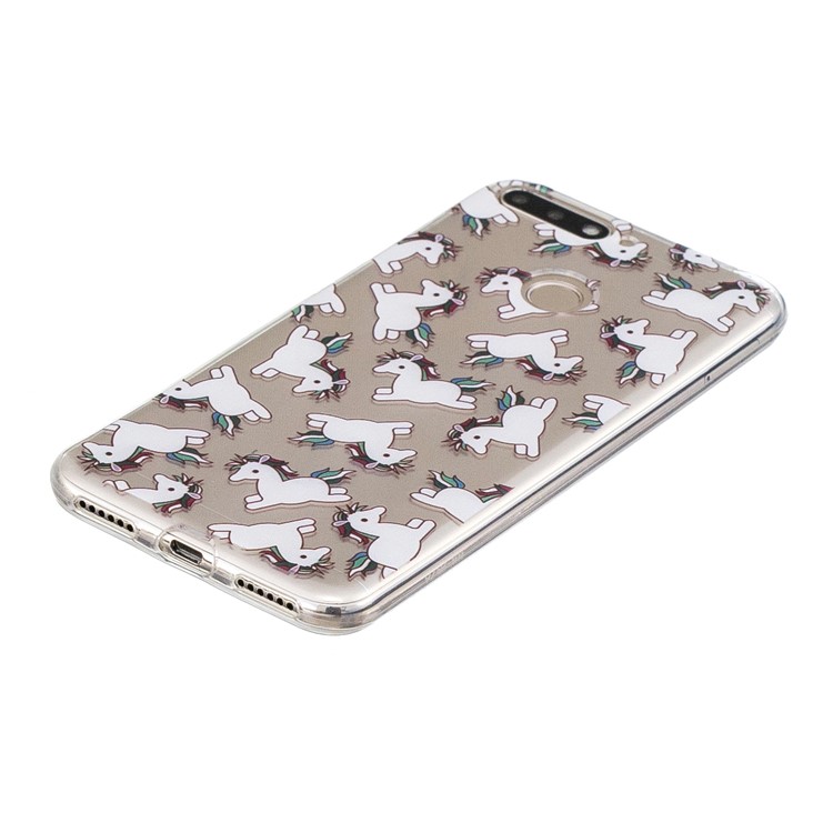 Pattern Printing Flexible TPU Casing Cover for Huawei Y6 (2018) / Honor 7A (without Fingerprint Sensor) - Adorable Unicorns-2