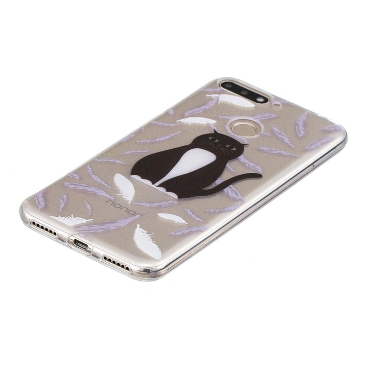 Pattern Printing Flexible TPU Protective Shell for Huawei Y6 (2018) / Honor 7A (without Fingerprint Sensor) - Black and White Cat-2
