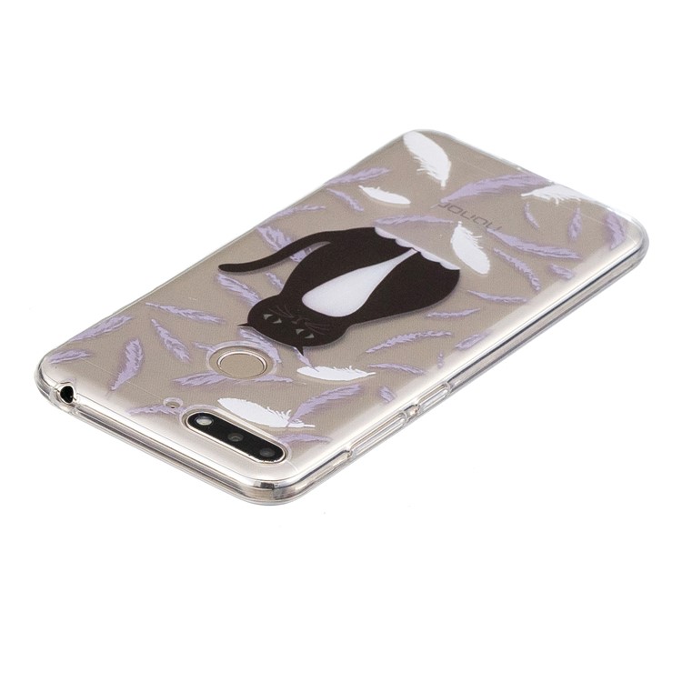Pattern Printing Flexible TPU Protective Shell for Huawei Y6 (2018) / Honor 7A (without Fingerprint Sensor) - Black and White Cat-3