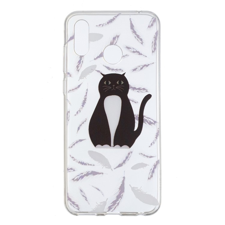 Pattern Printing Flexible TPU Protective Case for Huawei Honor Play - Black and White Cat-1