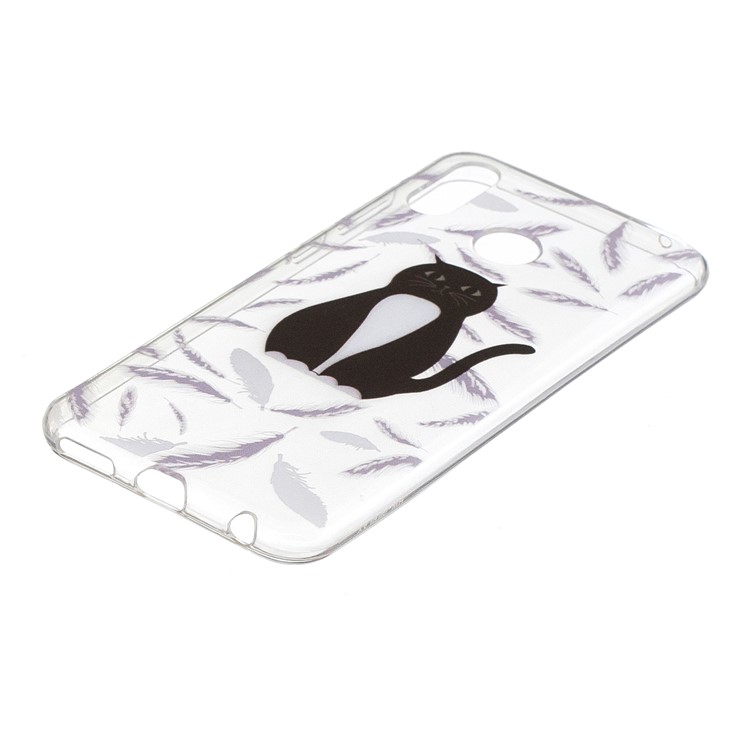 Pattern Printing Flexible TPU Protective Case for Huawei Honor Play - Black and White Cat-2