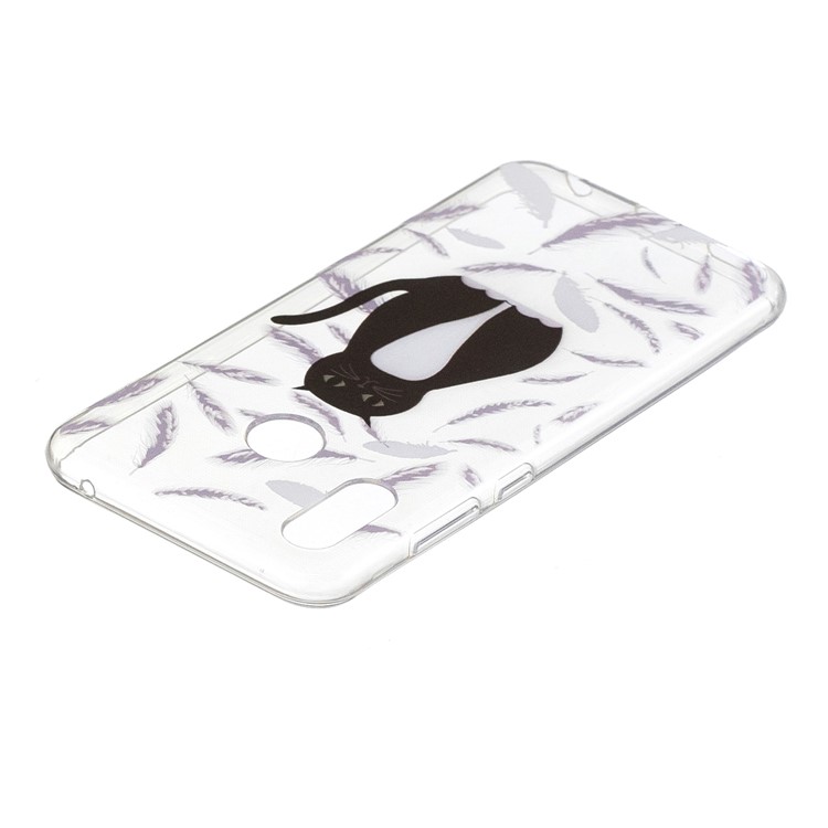 Pattern Printing Flexible TPU Protective Case for Huawei Honor Play - Black and White Cat-3
