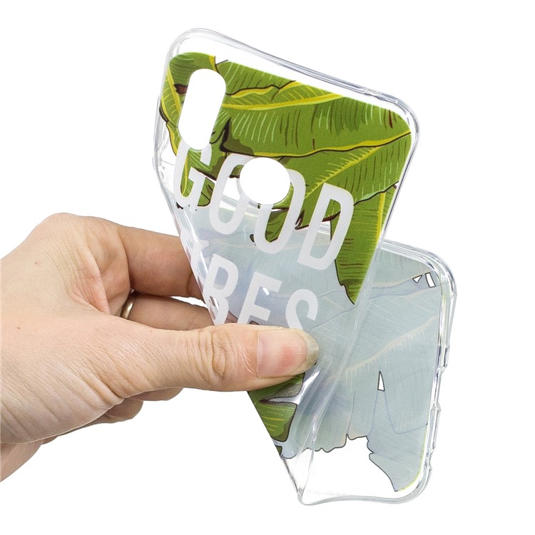 Pattern Printing Flexible TPU Phone Casing for Huawei Honor Play - Green Leaves-4
