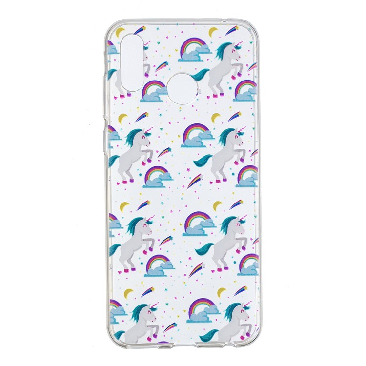 Pattern Printing Flexible TPU Phone Cover for Huawei Honor Play - Unicorns and Rainbows-1