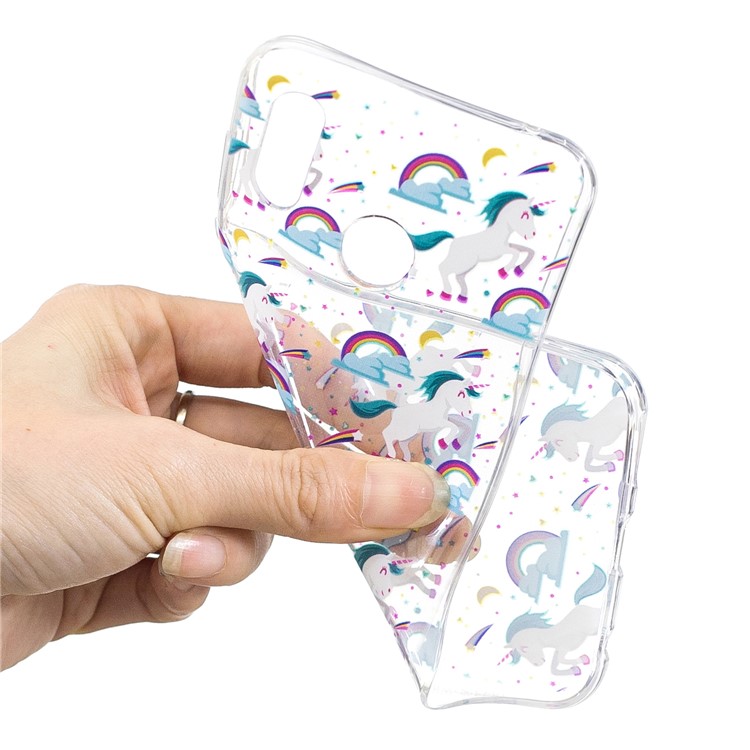 Pattern Printing Flexible TPU Phone Cover for Huawei Honor Play - Unicorns and Rainbows-4