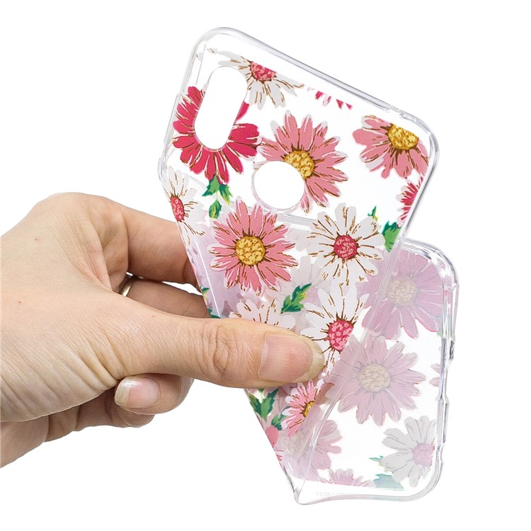 Pattern Printing Flexible TPU Mobile Phone Cover for Huawei Honor Play - Daisy Flower-4