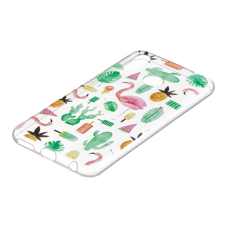 Pattern Printing Flexible TPU Phone Accessory Case for Huawei Honor Play - Flamingo and Cactus-2