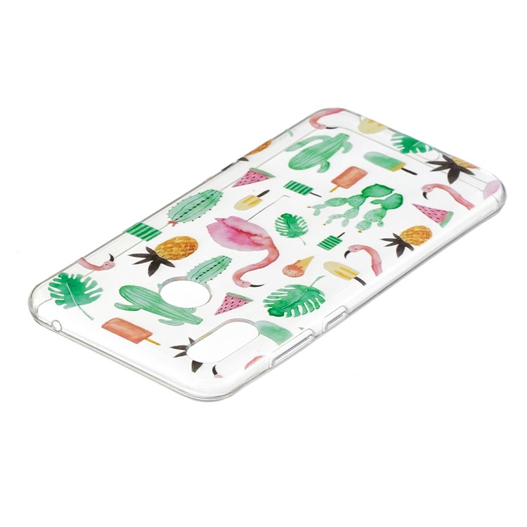 Pattern Printing Flexible TPU Phone Accessory Case for Huawei Honor Play - Flamingo and Cactus-3