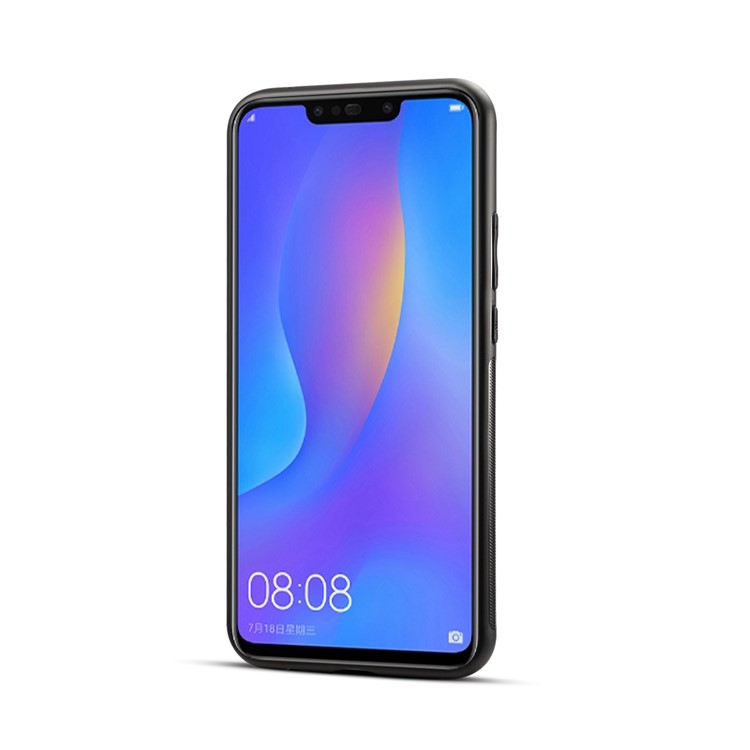 Crazy Horse Leather Coated PC TPU Hybrid Case with Card Slot and Kickstand for Huawei nova 3 - Black-2