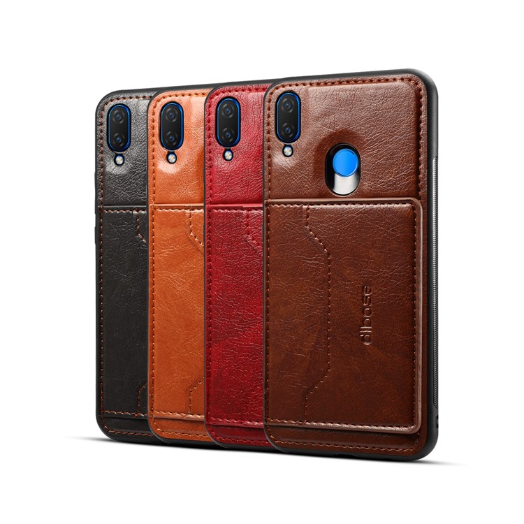 Crazy Horse Leather Coated PC TPU Hybrid Case with Card Slot and Kickstand for Huawei nova 3 - Black-5