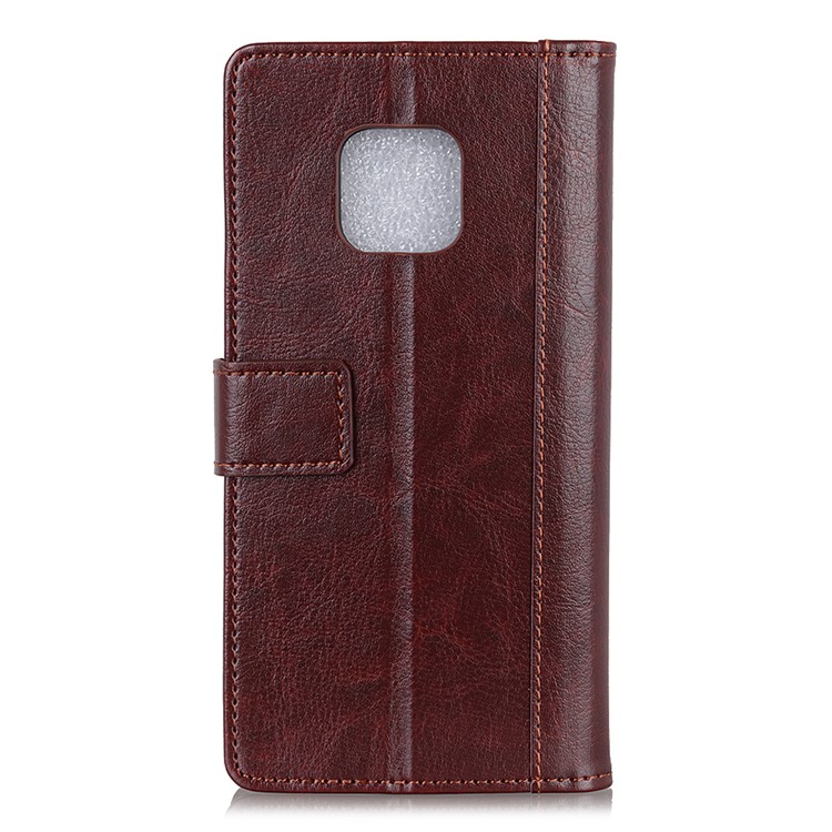 Rivet Decorated Crazy Horse Leather Wallet Shell Cover Case for Huawei Mate 20 Pro - Brown-3