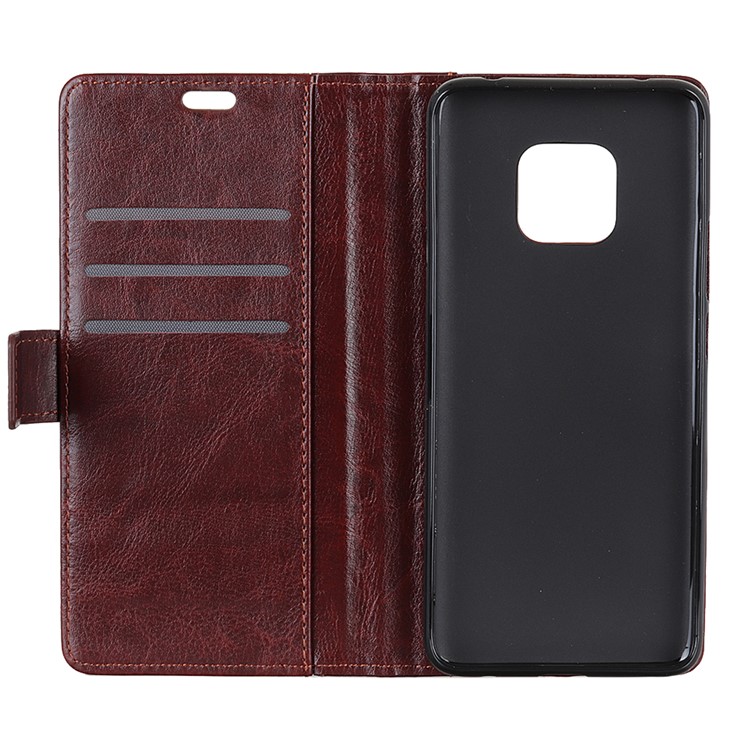 Rivet Decorated Crazy Horse Leather Wallet Shell Cover Case for Huawei Mate 20 Pro - Brown-4