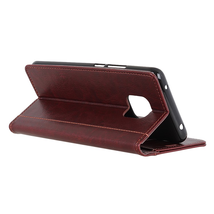 Rivet Decorated Crazy Horse Leather Wallet Shell Cover Case for Huawei Mate 20 Pro - Brown-5